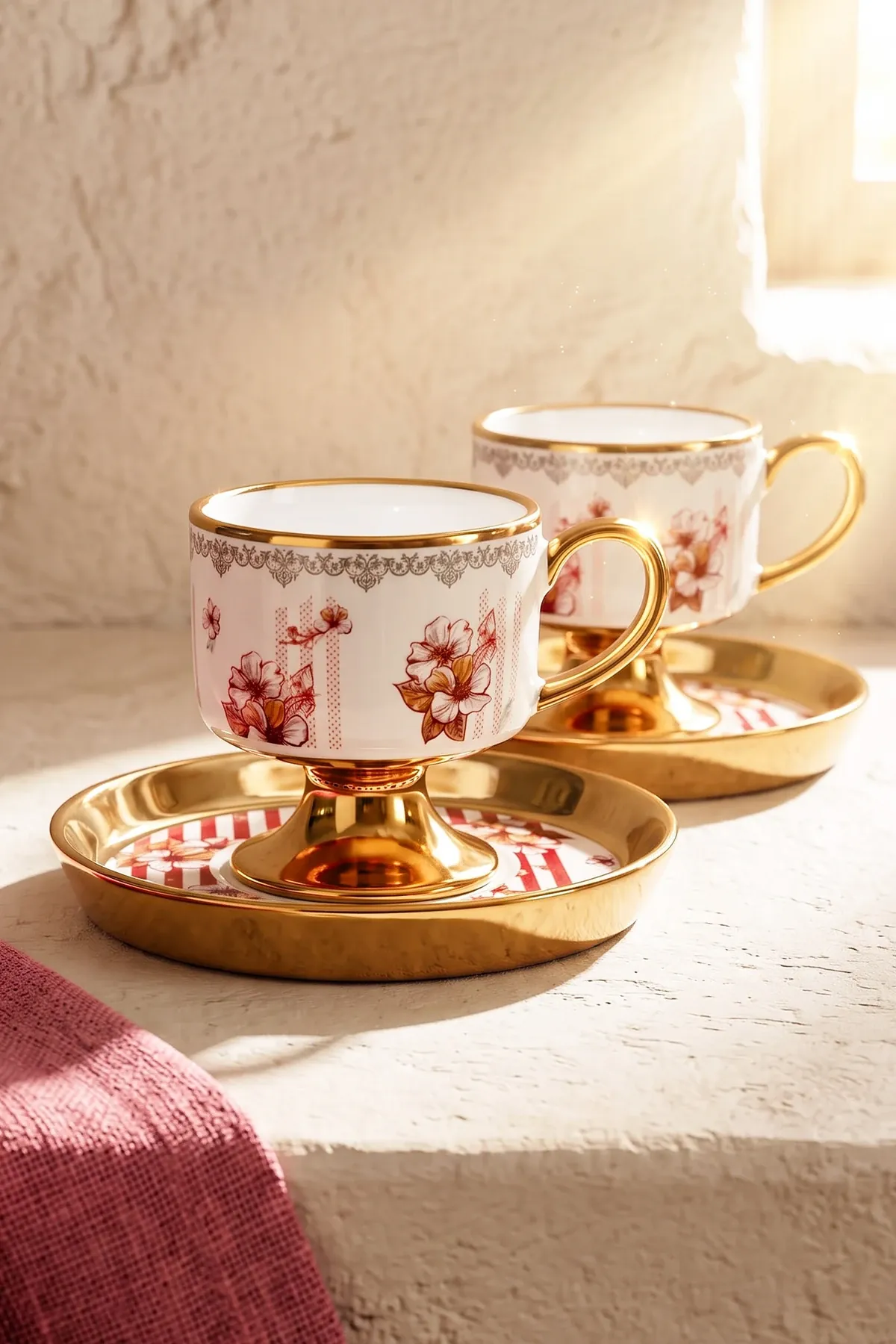 Cherry Blossom Porselen 2 Kişilik Kahve Fincanı Takımı